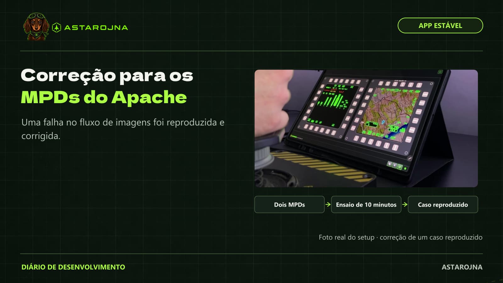 Uma falha no fluxo de imagens foi reproduzida e corrigida.